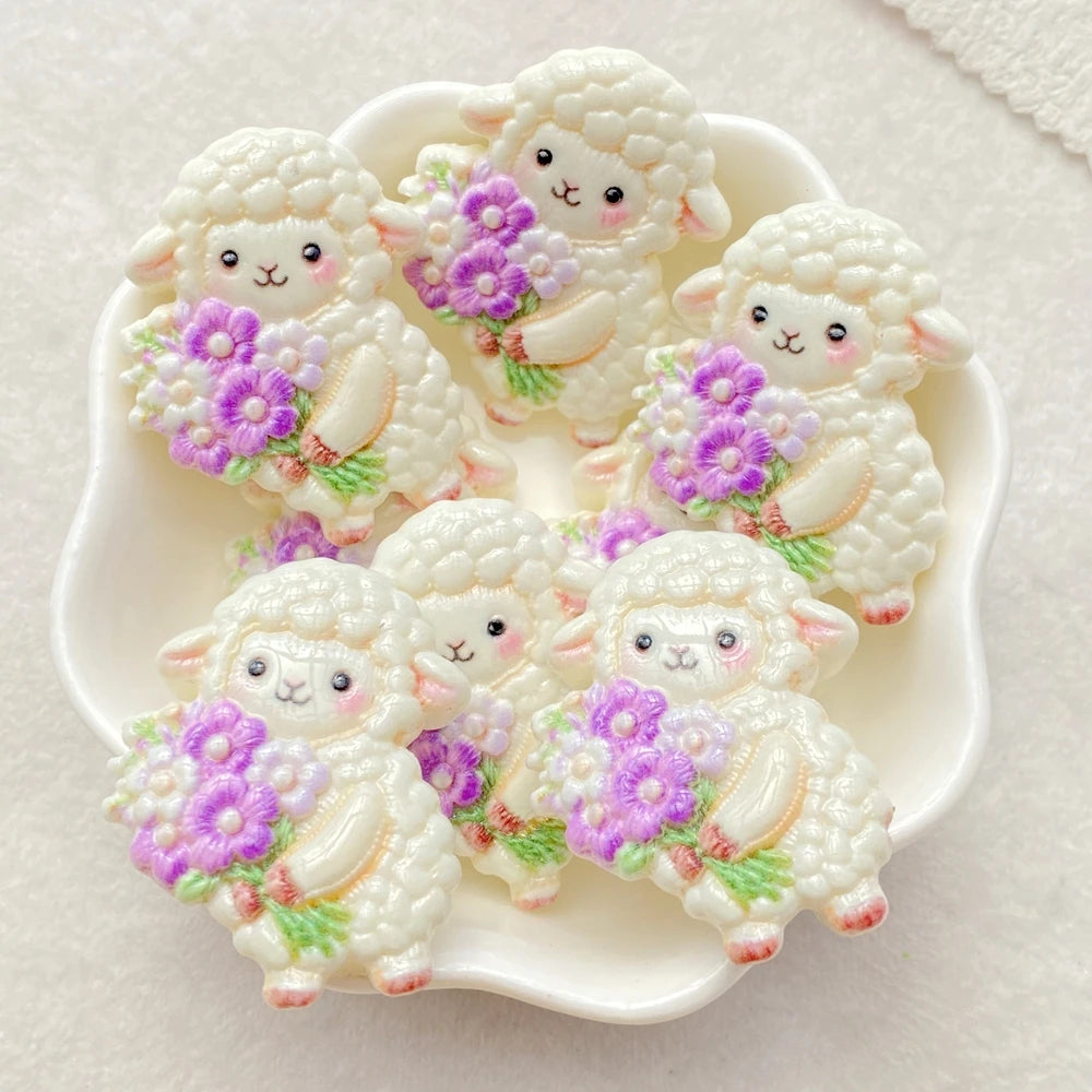 10PCS Mixed Resin Cartoon rabbits, hedgehogs squirrels Flat back Cabochon Stone Scrapbook DIY Decor Figurines Crafts Accessories