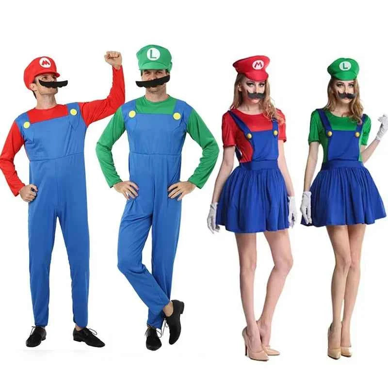 Game Bros Super Luigi Brothers Uniform Set Cosplay Costumes Funny Anime Adult Men Jumpsuit Woman Dress Halloween Costume