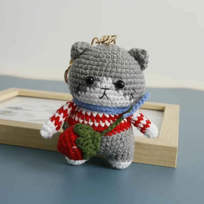 Exquisite Kitten Crochet Keychain Cute Cat Bag Charm