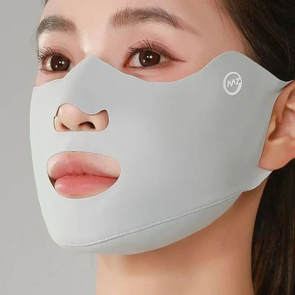 Breathable Ice Silk Face Mask Anti UV Washable Dustproof Sun Protection Mask