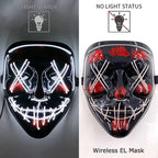 Wireless Neon LED Purge Mask – Glowing Halloween Cosplay Mask