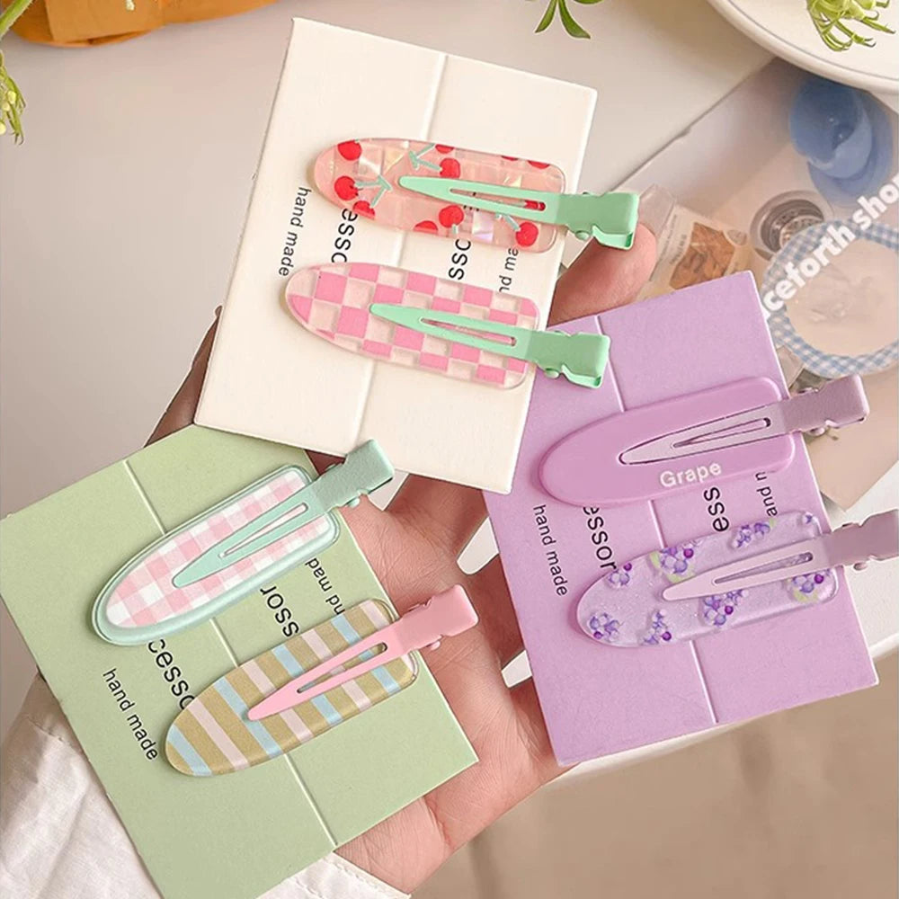 12 Pieces of Multi-Color Colorful Hair Clips with Side Bangs, Duckbill Clips for Broken Hair, Sweet Girl's Simple Hair Clips