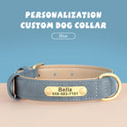 Personalized Dog Collar Custom Engraved PU Leather Dog Collars Free Engraving ID Tag Nameplate For Small Medium Large Dogs - WTN Essentials 