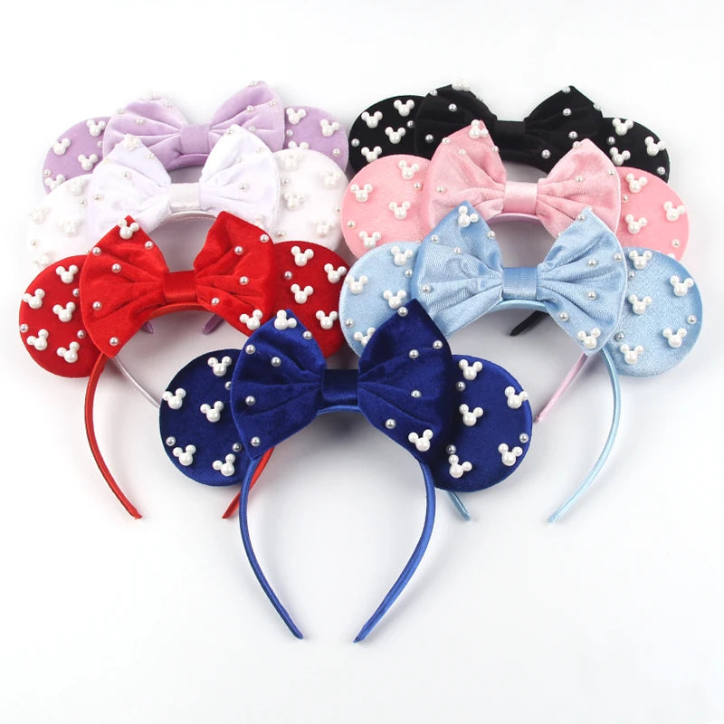 2026 Women 3.3" Velvet Mouse Ear Headband For Girls Soft Butterfly Knot Headband Halloween Party Christmas Hair Accessories