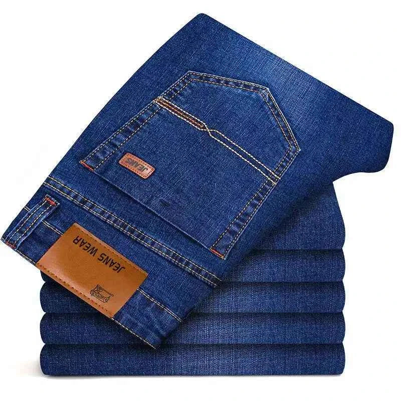 Men's Soft Straight Denim Pants 2025 Autumn Classic Business Black Biker Jeans Overalls Masculino Pantalone Hombre Mannen Homme
