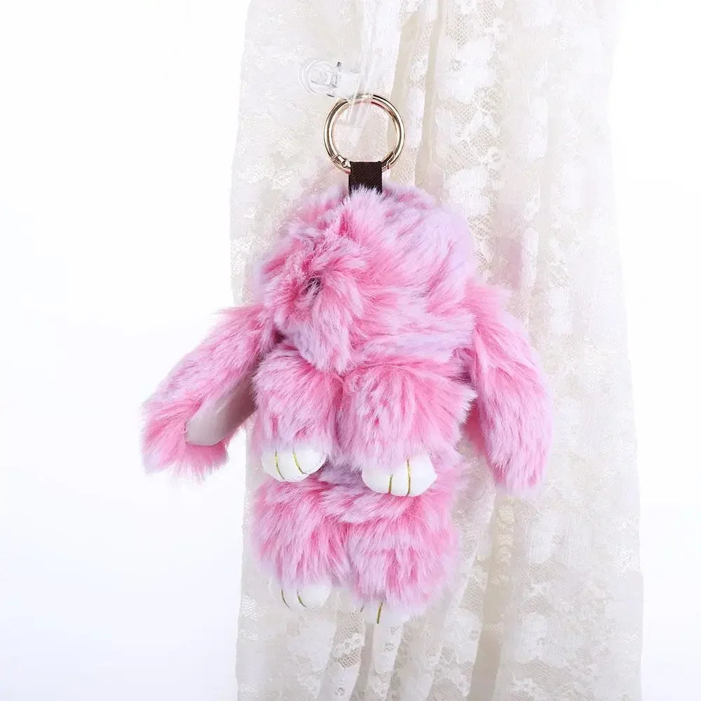 Fluffy Bunny Plush Keychain Cute Rabbit Bag Charm