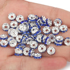 50pcs Rhinestone Spacer Beads Multi-color Crystal Metal Spacers Rondelle Beads for Jewelry Making DIY Bracelets Accessories