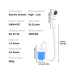 Portable Rechargeable Outdoor Shower Handheld Compact Design Gentle Shower Stream for Dog Bathing Car Washing Flower Watering