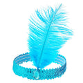 1920s Flapper Headband Feather Headpiece Sequin Headband with Gem for Gatsby Party Halloween Costume Accessory