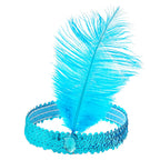 1920s Flapper Headband Feather Headpiece Sequin Headband with Gem for Gatsby Party Halloween Costume Accessory