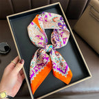 Bohemian Style Print Luxury Brand Silk Square Scarf Women Satin Shawls Neckerchief Wrap Scarves Bandana Hair Hjiab Floral