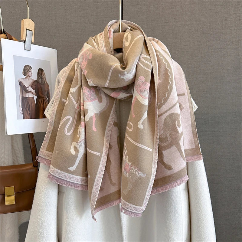Cashmere Scarf for Women Thick Warm Winter Blanket Brand Female Luxury Quality Shawl Wrap Bufanda 2024 Poncho Echarpe Pashmina