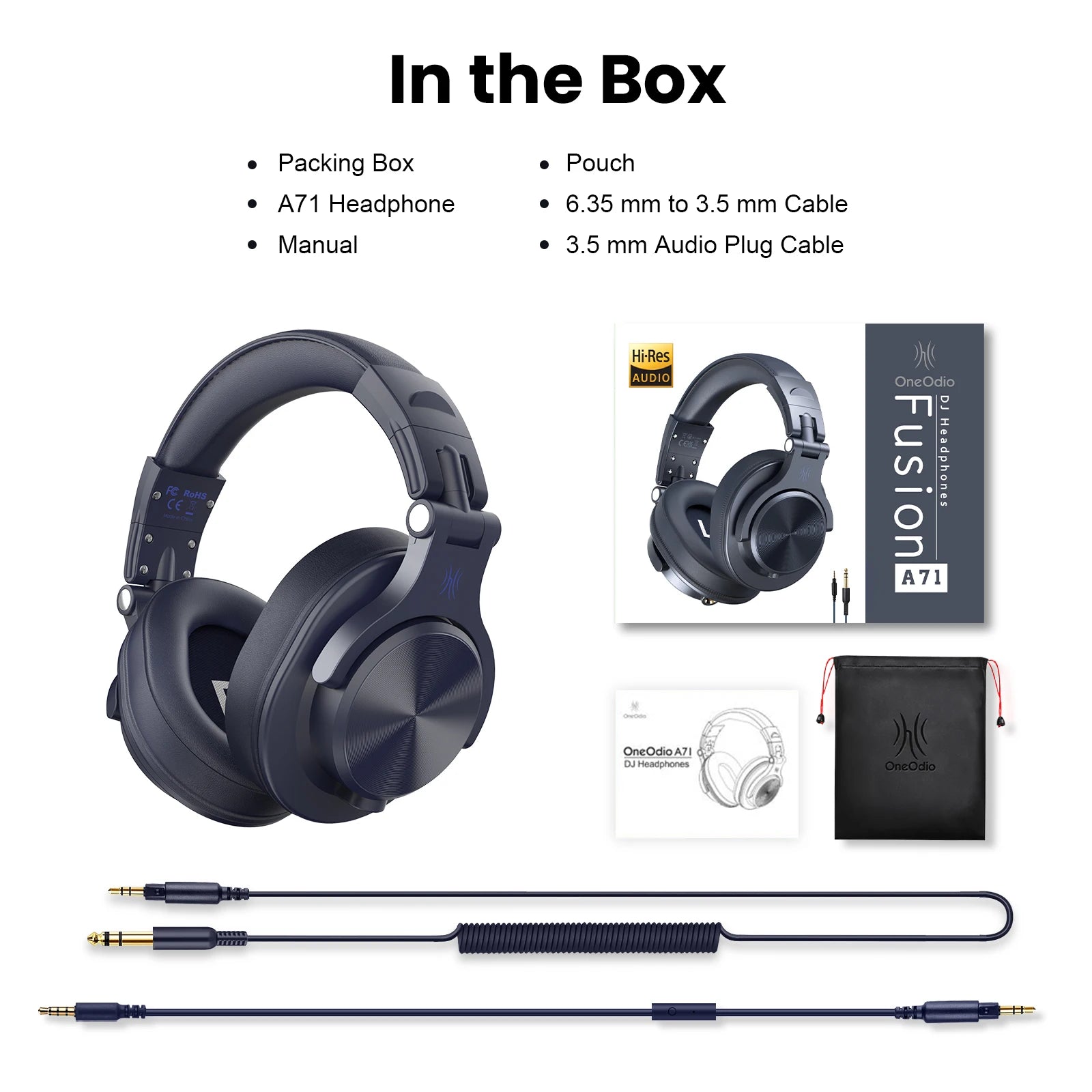 Oneodio A71 Wired Over Ear HiFi Headphones With Mic Studio DJ Headphone Professional Monitor Recording Mixing Headset For Gaming