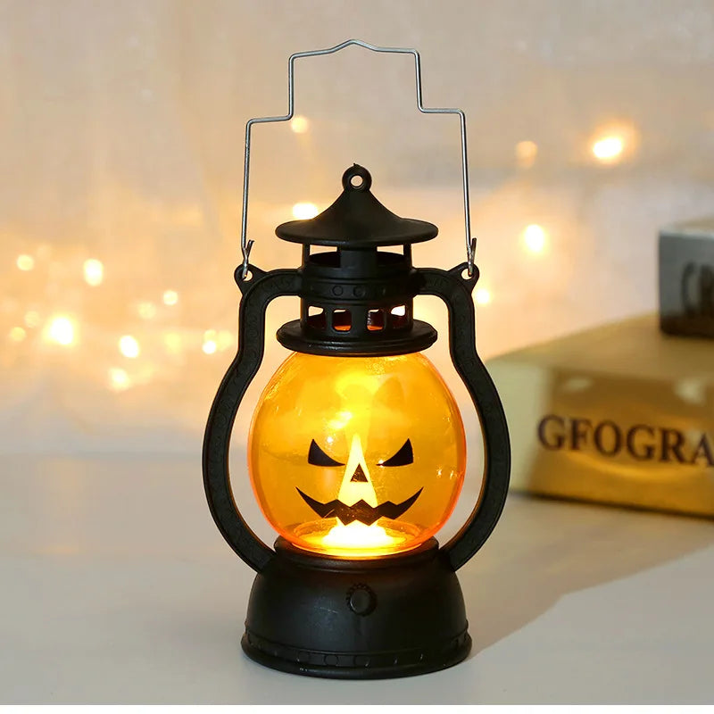 Halloween LED Pumpkin Lantern Hanging Ghost Light Retro Decor