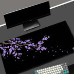 Black Sakura Gaming Mouse Pad Kawaii Purple Desk Mat Large Office Carpet Accessories Cherry Blossom Mousepad Gamer Computer Mats