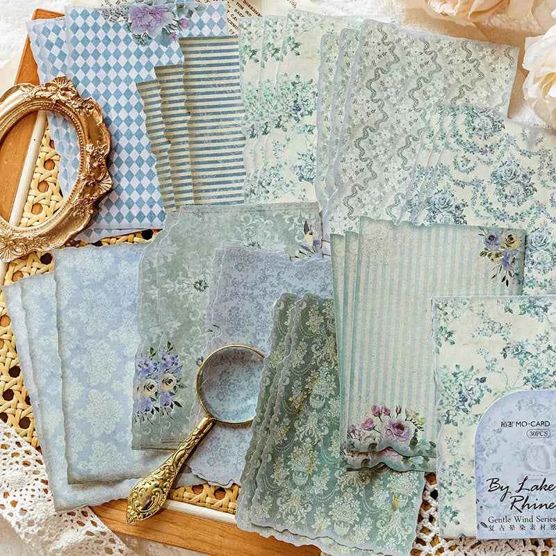 30Pcs/Pack Gentle Wind Series Scrapbooking Decorative Paper Material Perfect for Collage Journaling Craft Diy Supplies