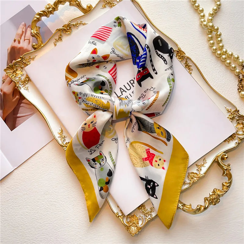 Elegant Nordic Style All Seasons Scarf Faux Silk Large Square Shawl Simple Chic Decorative Wrap For Teens