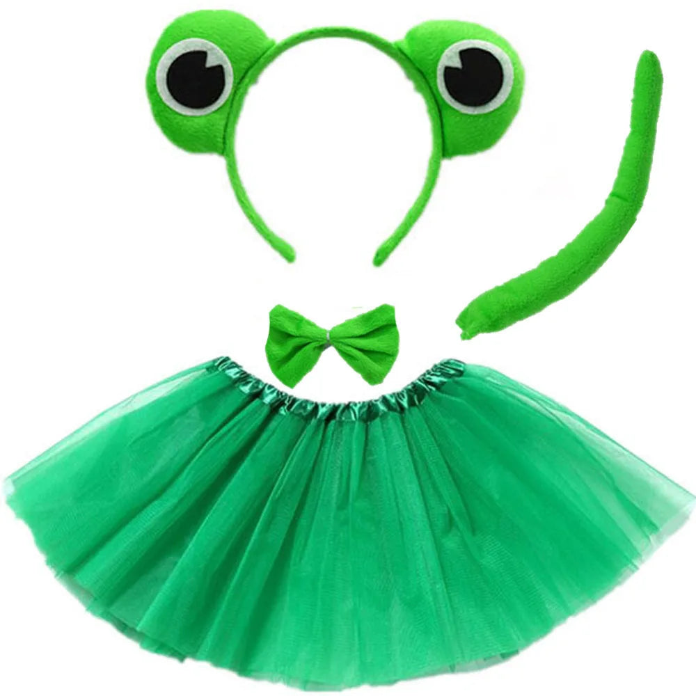 Animals  Children  Headband Tutu Skirt Tail Bow Kids  Girl Party Props Elephant Tiger Fox     Halloween Costume Cosplay