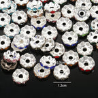 30pcs/lot 12mm Wave Side Rhinestone Spacer Beads Colorful Crystal Metal Rondelle for Jewelry Making Diy Crafts Accessories