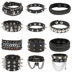 90s Heart Gothic Spike Bracelet Adjustable Punk Rock Bracelet Black Studded Faux Leather Bracelet for Men Women Gift