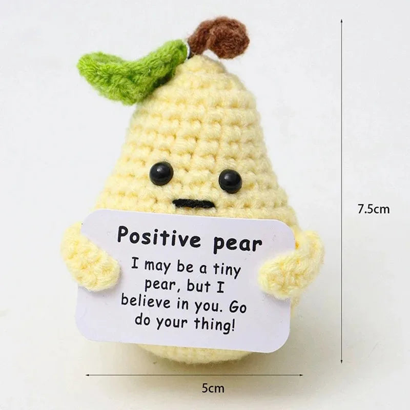 Positive Energy Duck Doll Hug Pocket Mini Handmade Plush Wool Knitting Dolls Funny Emotional Support Crochet Gift for Birthday