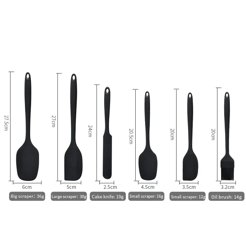 6-Piece Silicone Kitchenware Set with Spatulas and Oil Brush Kit