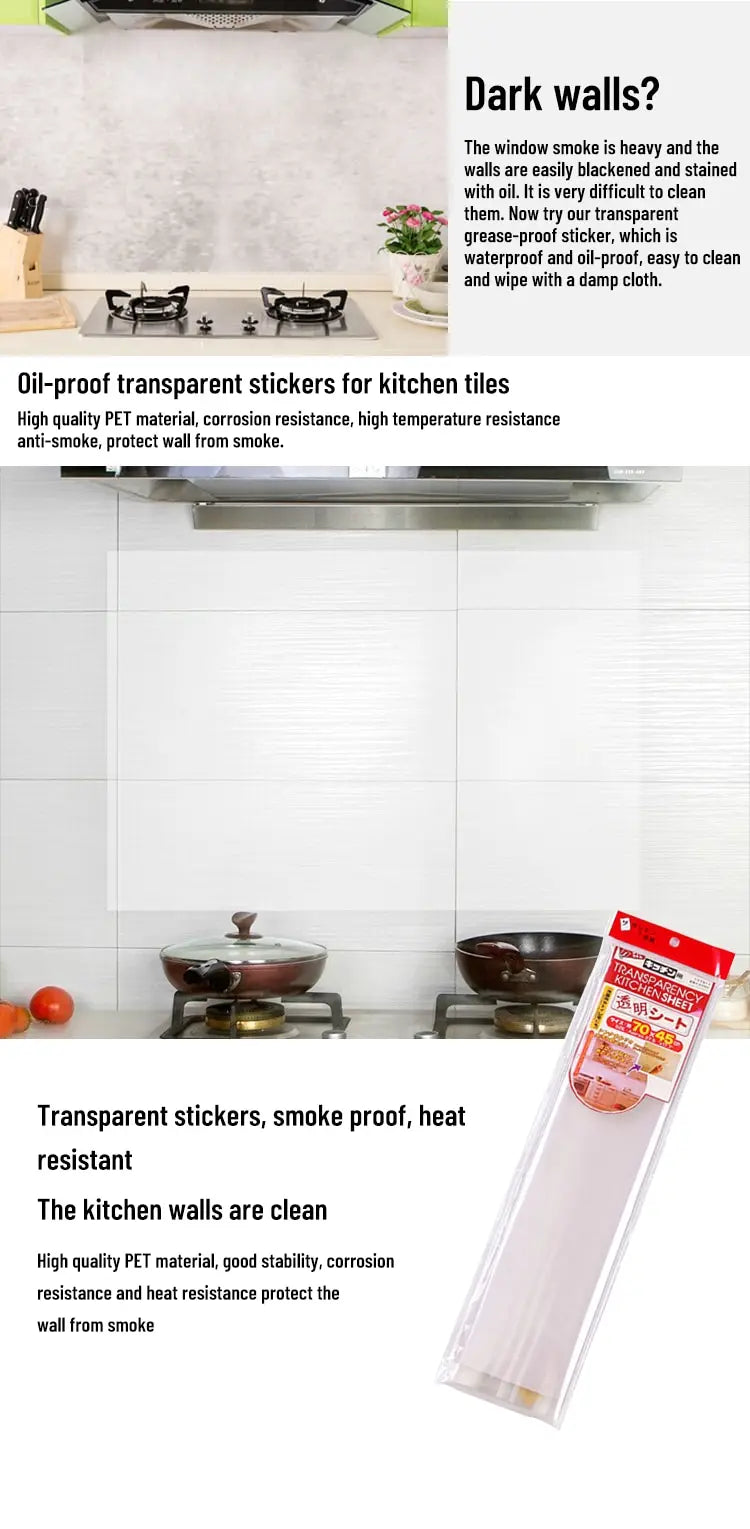 Kitchen Wall Protector Film – Oil Proof Heat Resistant Wall Sticker