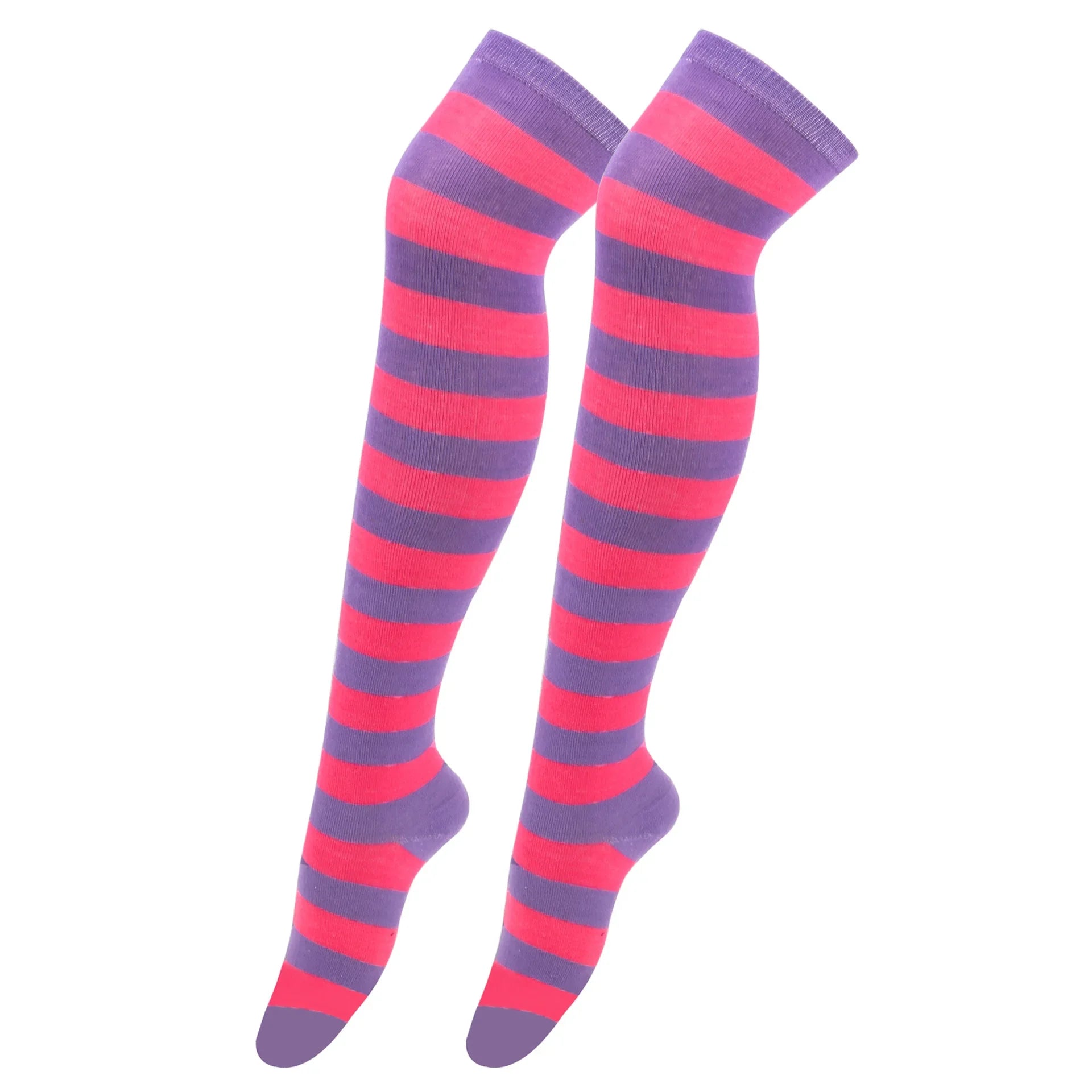 Womens Striped Thigh High Stockings Ladies Girls Black White pink Long Over Above Knee Socks femboy Cosplay Lolita Harajuku Y2k