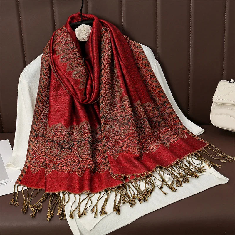 2025 new ethnic style retro shawl cashew flower geometric scarf cloak tassel scarf multi-color variety options available