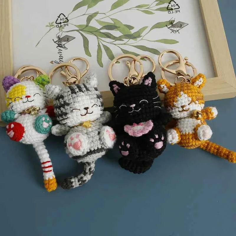Small Cat Crochet Keychain Cute Kitten Bag Charm