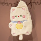 Cute Cat Hand Towel Quick Drying Kitchen Cleaning Rag Coral Velvet Cartoon Animal Absorbent Bathroom Hanging Towel Home Supplies