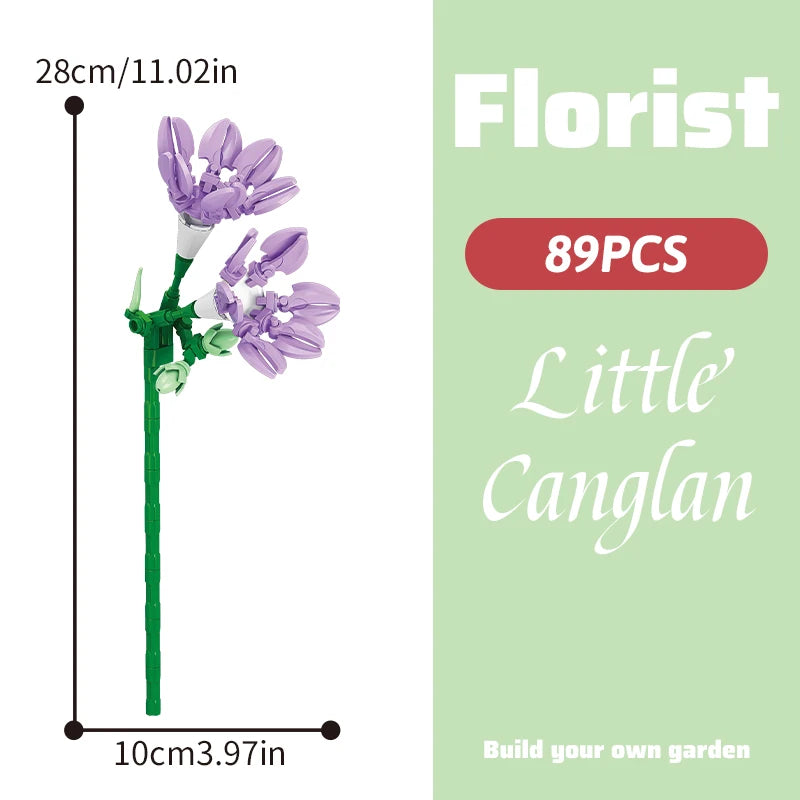 Building block bouquet simulation of flowers female gift assembly,small particle building block children's assembly toy