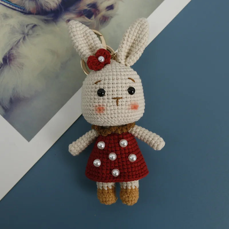 Cute Mushroom Rabbit Crochet Keychain Bunny Bag Charm