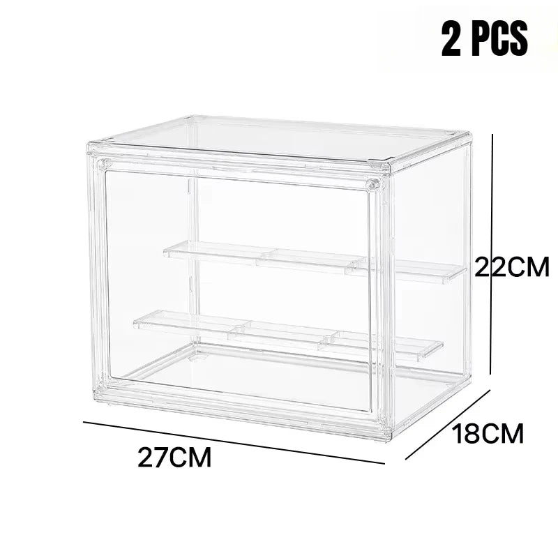 1/2/3/4PCS Acrylic Clear Display Storage Box for Fingures Foldable Display Case for Figurines Dolls Action Figure Organizer box