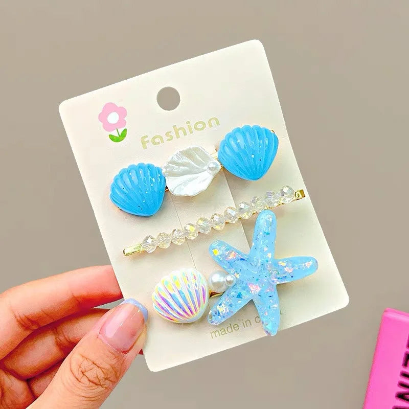 AWAYTR 2PCS Elegant Starfish Star Shell Hair Clips For Ladies Hairpins Summer Beach Holiday Party Barrettes Hair Accessories