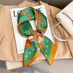 2025 Silk Shawl Print Headscarf Cat Hair Wrap Neckerchief Female Satin Square Scarf For Women Headband Foulard Hijab Bandana