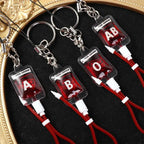 New Style 1 Pcs Blood Type A B O AB Plasma Pack Blood Bag PVC Pendant DIY Jewelry Making Gift Charm Keychain Accessory Keyring