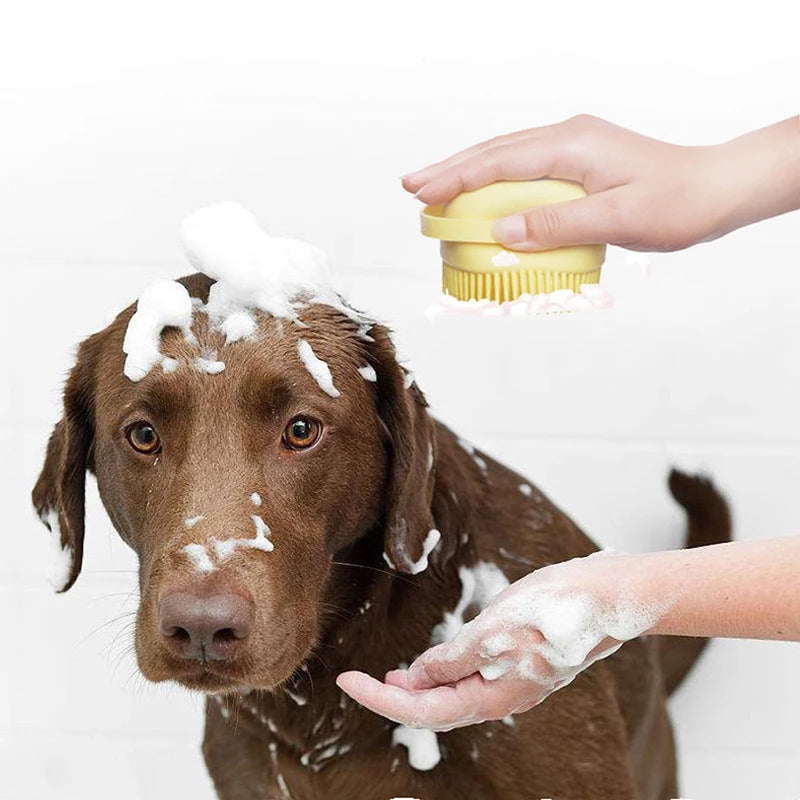 Silicone bath massage gloves for dogs and cats, perfect for bath time grooming.