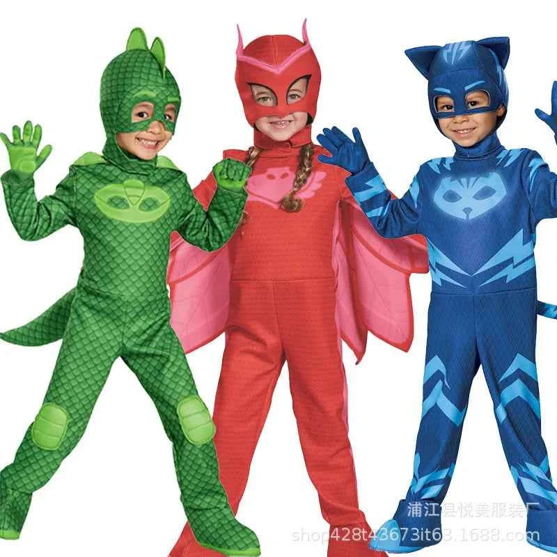 Kids Blue Anime Hero Costume – Pajama Suit with Mask