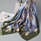 Fashion Kerchief Silk Satin Neck Scarf For Women Print Hijab Scarfs Female 90*90cm Square Shawls and Wraps Scarves For Lady