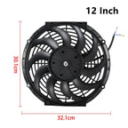 Universal 7/9/10/12/14/16 Inch 12V 80W 2100RPM Car Air Conditioning Cooling Fan Blade Cool Mounting Kit CF-1001