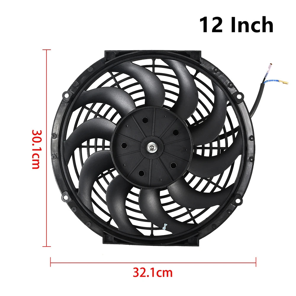 Universal 7/9/10/12/14/16 Inch 12V 80W 2100RPM Car Air Conditioning Cooling Fan Blade Cool Mounting Kit CF-1001