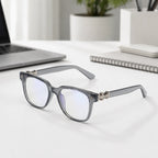 Unisex Square Anti Blue Light Glasses UV400 Gold Cross Hinge Black Clear Frame Computer Anti-Fatigue Eyeglasses