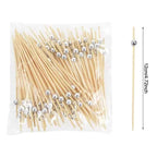 100Pcs Disposable Bamboo Skewer Hawaiian Flamingo Pearl Cocktail Picks Buffet Food Fruit Forks For Wedding Birthday Party Decor