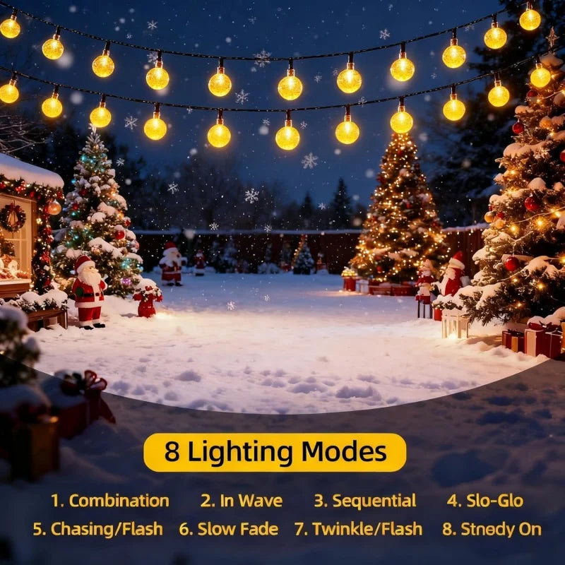 Solar Globe String Lights Waterproof Outdoor Fairy Lights 8 Modes