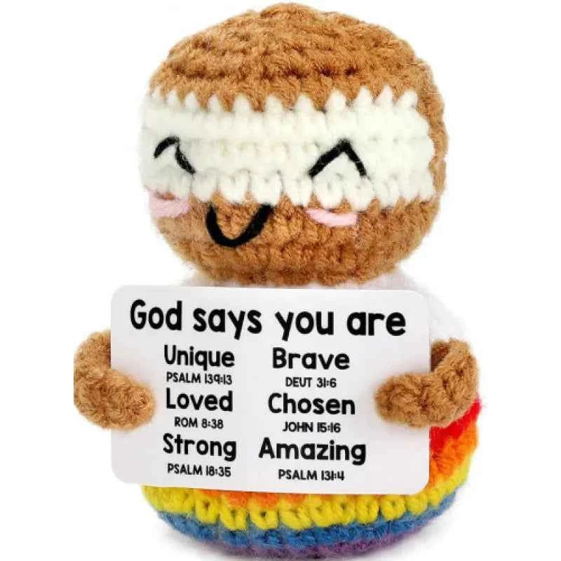 Funny Crochet Positive Inspirational Emotional Support Owl Doll Home Room Decoration Handmade Knitted Owl Desktop Ornament Gift