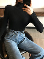 2026 Autumn Winter Thick Sweater Women Knitted Ribbed Pullover Sweater Long Sleeve Turtleneck Slim Jumper Soft Warm Pull Femme