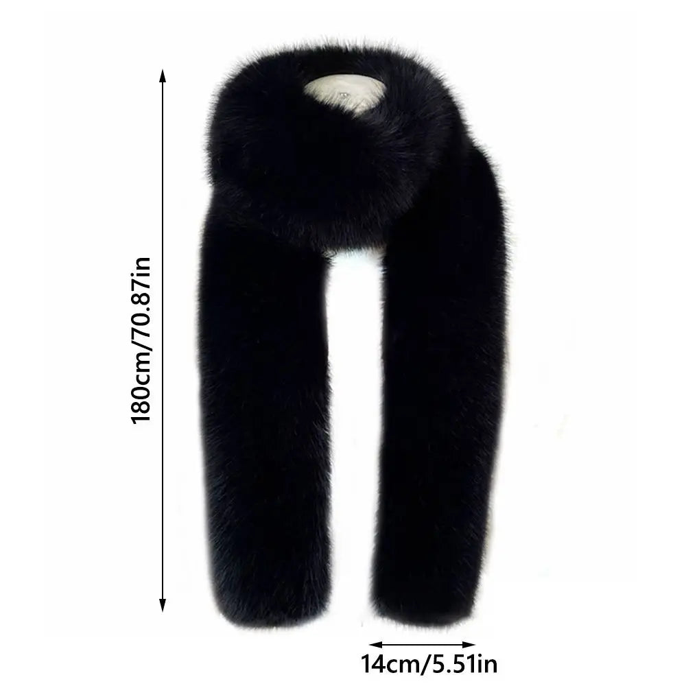 1pcFashionable 180cm Fake Fur Long Scarf Soft Plush Thick Long Strip Scarf Fur Decor Luxury Wraps Shawl Party Ladies Neck Warmer