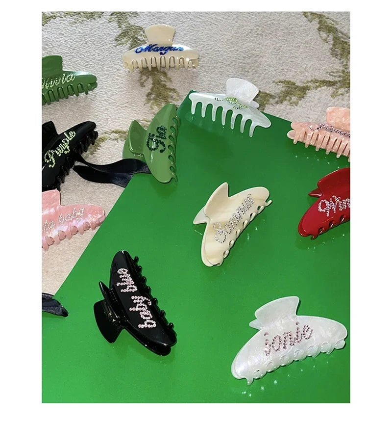 Handmade Customized Words Hairpins Hair Claw Barrettes Personalized Name Number Hair Clips Letters for Women Girls Jewelry 2022