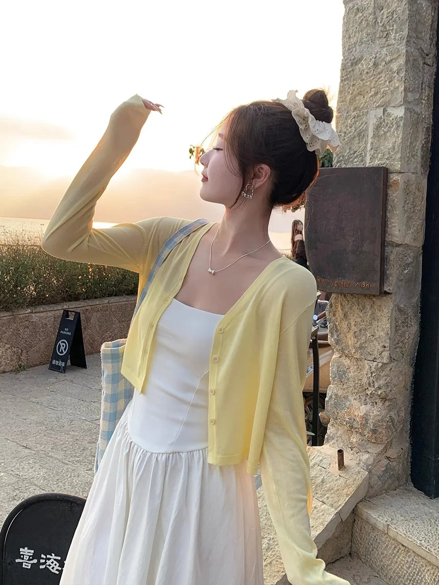 Sweaters Knitted Sweater Women Cardigans New Long Sleeve Sueters De Mujer V-Neck Black Knit Sweater Cardigan Women Tops Q3467